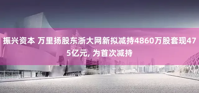 振兴资本 万里扬股东浙大网新拟减持4860万股套现475亿元, 为首次减持